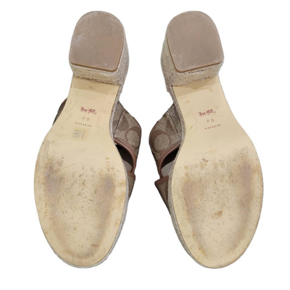 COACH Sloan Monogram Espadrille Slip On Block Heels Size 7.5 - Picture 8 of 9